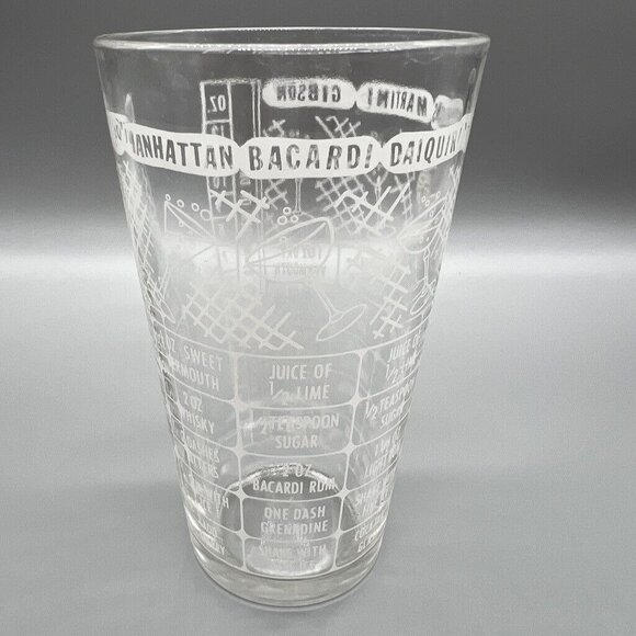 Vintage Federal Glass Cocktail Recipe Mixing & Measuring Bar Glass EUC - Picture 7 of 10